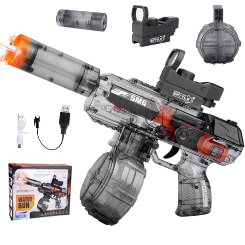 Electric Water Gun with Flash Effects, Wasserpistole Elektrisch, Transparent Automatic Squirt Cannons, Ip67 Wasserdicht, Klassisches Wasserpapier, Sommer-Poolspielzeug FüR Kinder Und Erwachsene von Quixion