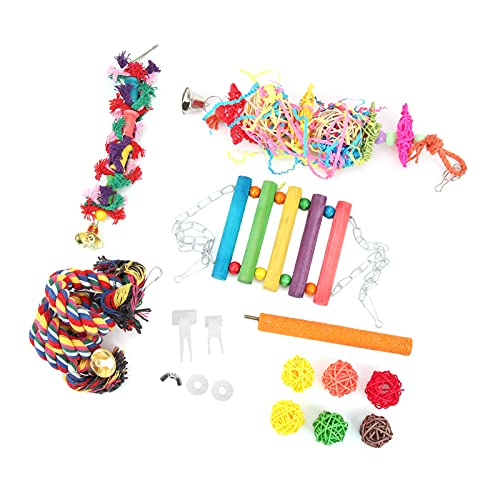 Qukaim 12-teiliges Sittich-Kauspielzeug-Set, Baumwollseil, Klettertreppe und mattierte Station, Spielzeug für Haustiere, Vögel, Papageien und Sittiche Qukaim 12-teiliges Sittich-Kauspielzeug-Set, Baumwollseil, Klettertreppe und mattierte Station, Spielzeug für Haustiere, Vögel, Papageien und Sittiche von Qukaim