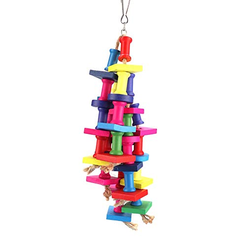 Qukaim 2 Stück Vogel-Hänge-Holzblock Aktivität Klettern Kauschaukel Ständer Käfig Wandspielzeug für Papageien Vogelschaukel Spielzeug Vogel Kaublock 10 x 5 cm von Qukaim