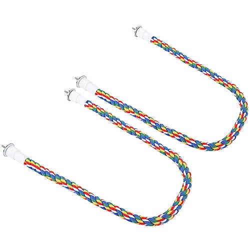 Qukaim 2 x Vogelseil-Sitzstangen, farbenfrohes handgefertigtes Kauspielzeug für Papageien, Spiralständer, 60 cm lang, ideal zum Spielen und Trainieren, Vogel-Kauseil Qukaim 2 x Vogelseil-Sitzstangen, farbenfrohes handgefertigtes Kauspielzeug für Papageien, Spiralständer, 60 cm lang, ideal zum Spielen und Trainieren, Vogel-Kauseil von Qukaim