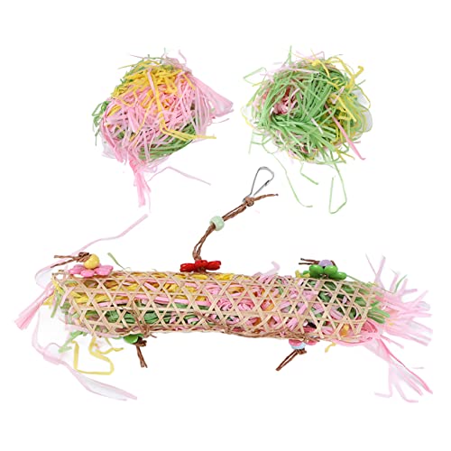 Qukaim 3-teiliges Vogel-Zerkleinerungsspielzeug, buntes Futtersuch-Spielzeug-Set für Nymphensittiche, Sittiche, Graupapageien, Vogelkauen und Hängespielzeug, Haustierbedarf von Qukaim