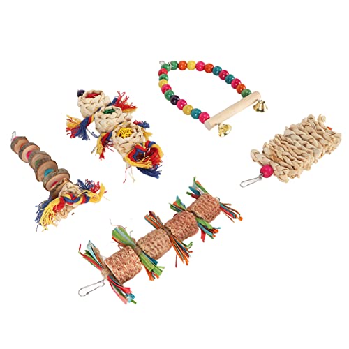 Qukaim 5pcs Vogelschaukel Spielzeug Set, Holzstange Kauspielzeug für Wellensittich und Sittich, Zähneknirschen und interessantes Holzdesign, ideal für Papageien und kleine Vögel Qukaim 5pcs Vogelschaukel Spielzeug Set, Holzstange Kauspielzeug für Wellensittich und Sittich, Zähneknirschen und interessantes Holzdesign, ideal für Papageien und kleine Vögel von Qukaim