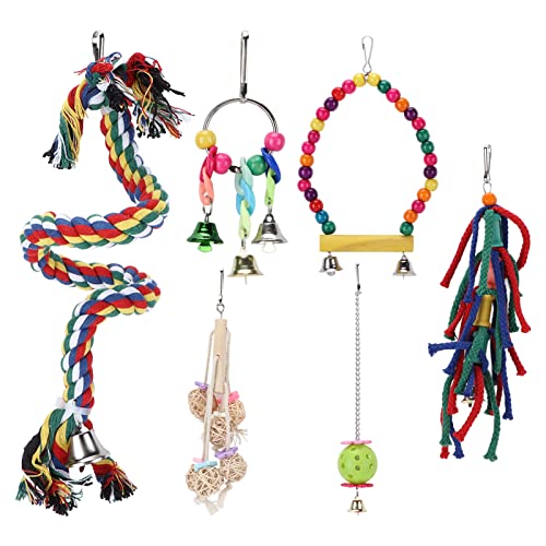 Qukaim 6 Stück kleine Vogelschaukel-Spielzeug, sicheres multifunktionales Kauspielzeug für Sittiche, Nymphensittiche, Sittiche, Sittiche, Sittiche, Hängende Glocke, Vogelkäfigspielzeug, ideal für Qukaim 6 Stück kleine Vogelschaukel-Spielzeug, sicheres multifunktionales Kauspielzeug für Sittiche, Nymphensittiche, Sittiche, Sittiche, Sittiche, Hängende Glocke, Vogelkäfigspielzeug, ideal für von Qukaim