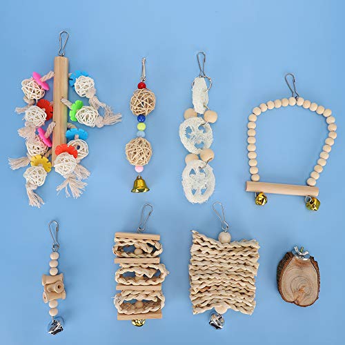 Qukaim 8 x Flechtholzblock, bunte Perlen, Luffa-Schwamm, Schaukel, Beißen, Kauen, Spielen, Vogelspielzeug für Papageien, Kauen und Schaukelaktivitäten Qukaim 8 x Flechtholzblock, bunte Perlen, Luffa-Schwamm, Schaukel, Beißen, Kauen, Spielen, Vogelspielzeug für Papageien, Kauen und Schaukelaktivitäten von Qukaim