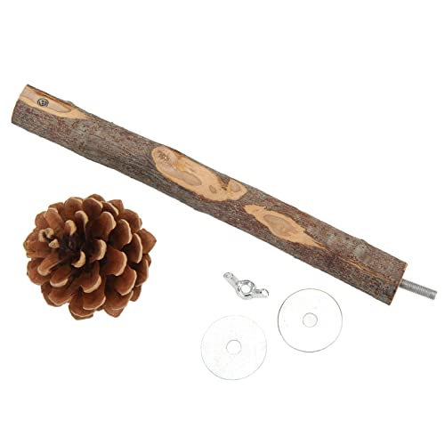 Qukaim Barsch Vogelständer Stange, kaubares Holz mit Tannenzapfen, 20 cm Länge, Käfigakkories für Sittiche und Nymphensittiche von Qukaim