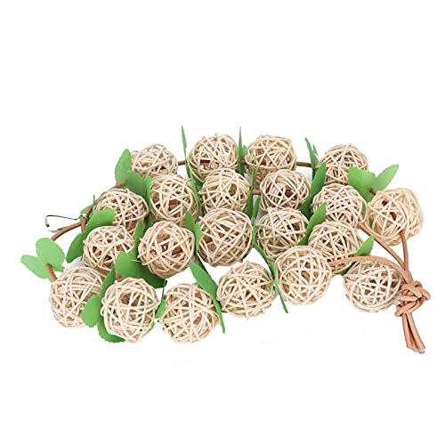 Qukaim Beißspielzeug für Papageien, Rattan-Kugelschnur mit Blättern, Vogelschaukauspielzeug, Käfigdekoration, Holzfarbe, ideal für Papageien und Vögel von Qukaim
