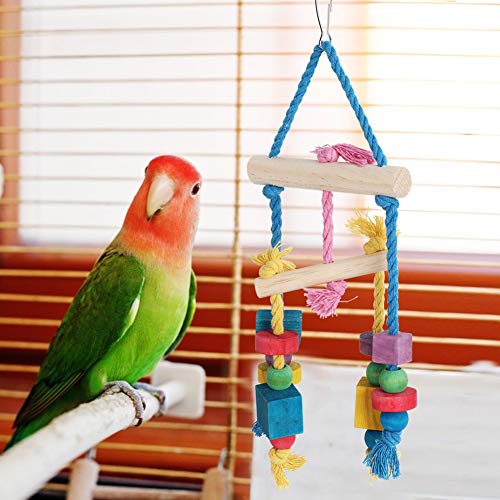 Qukaim Bunte Holzblock-Bissschnur, Baumwollseil, Vogelschaukel, Spielzeug für Papageien, Balance-Hängezubehör, lustige Aktivität für Vögel Qukaim Bunte Holzblock-Bissschnur, Baumwollseil, Vogelschaukel, Spielzeug für Papageien, Balance-Hängezubehör, lustige Aktivität für Vögel von Qukaim