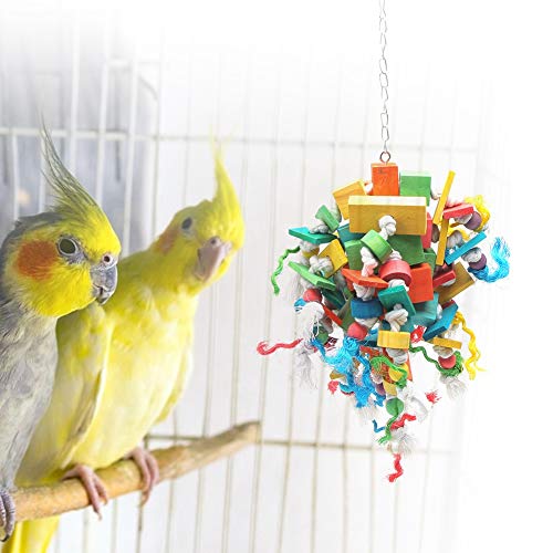 Qukaim Bunte Vogelblöcke zum Aufhängen, mattiert, Leiter, Schaukel, Papageienbeißen, Kauspielzeug, ideal für Vögel, 55,9 cm lang, 3 Stück von Qukaim