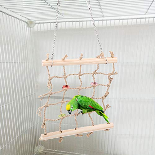 Qukaim Buntes Kauspielzeug für Vögel, Papageien, Holz, hängende Kletterleiter, Schaukelnetz, interaktives Kletterspielzeug für Papageien und Vögel, 76,2 cm lang, mehrfarbig Qukaim Buntes Kauspielzeug für Vögel, Papageien, Holz, hängende Kletterleiter, Schaukelnetz, interaktives Kletterspielzeug für Papageien und Vögel, 76,2 cm lang, mehrfarbig von Qukaim