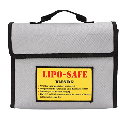 Qukaim Graue explosionsgeschützte Batterietasche, explosionsgeschützte Tasche, flammhemmende Faser, feuerfeste Lithium-Batterie-Schutztasche, grau, geeignet zum Laden und Aufbewahren, 30 x 25 cm von Qukaim