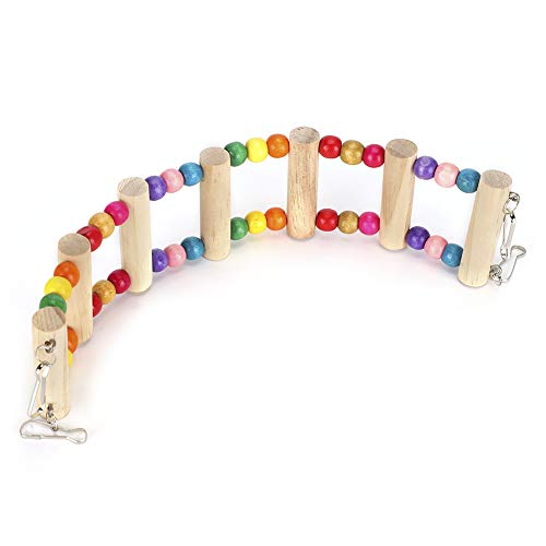 Qukaim Holz Haustier Papagei Hängebrücke Kletterspielzeug 6 x 30 cm Bending ly Aktivitätsversorgung für Papageien und kleine Haustiere Hängende Brücke Spielzeug von Qukaim