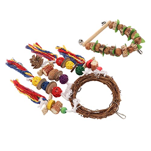 Qukaim Kau- und Kletterspielzeug für Papageien, bunter Holzblock und Rattan-Kauschaukel mit Baumwollseil, hängender Ring für Vögel, ideal für Papageien und kleine Vögel Qukaim Kau- und Kletterspielzeug für Papageien, bunter Holzblock und Rattan-Kauschaukel mit Baumwollseil, hängender Ring für Vögel, ideal für Papageien und kleine Vögel von Qukaim