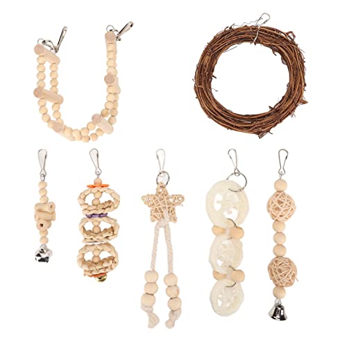 Qukaim Kauspielzeug für Papageien, Rattan, Maisschalen, Luffa, Papageienring, Kauspielzeug für Vogelkäfig, ideal für Papageien und Vögel, 7 Stück Qukaim Kauspielzeug für Papageien, Rattan, Maisschalen, Luffa, Papageienring, Kauspielzeug für Vogelkäfig, ideal für Papageien und Vögel, 7 Stück von Qukaim
