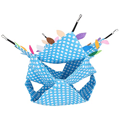 Qukaim Kleintierhängematte 3 Etagen Hängend Schlafbett für Hamster und Vögel, Himmelblau Punkte-Design mit Blättern, ideal zum Schaukeln und Ausruhen, 25 x 25 cm Qukaim Kleintierhängematte 3 Etagen Hängend Schlafbett für Hamster und Vögel, Himmelblau Punkte-Design mit Blättern, ideal zum Schaukeln und Ausruhen, 25 x 25 cm von Qukaim