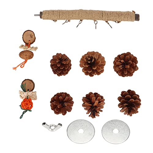 Qukaim Kokosnussschalen-Vogelschnitzelspielzeug, buntes bissfestes Kauspielzeug für Papageien, inklusive Tannenzapfen, Rattan-Kugeln und Hanfseil, ideal für Nymphensittiche und Wellensittiche, L Qukaim Kokosnussschalen-Vogelschnitzelspielzeug, buntes bissfestes Kauspielzeug für Papageien, inklusive Tannenzapfen, Rattan-Kugeln und Hanfseil, ideal für Nymphensittiche und Wellensittiche, L von Qukaim