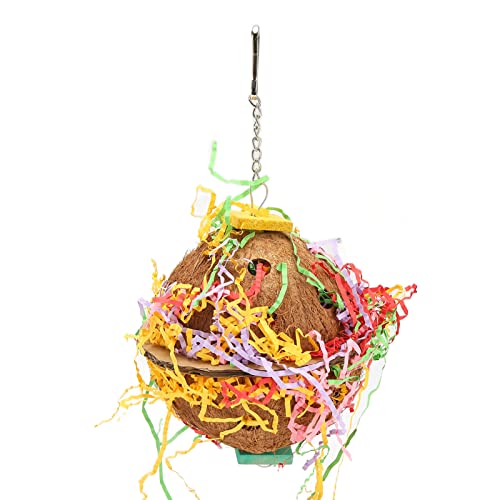 Qukaim Kokosnussschalen-Vogelschnitzelspielzeug, buntes bissfestes Papageien-Kauspielzeug für Nymphensittiche und Wellensittiche, ideal für Vogelkäfige, Material von Qukaim