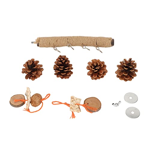Qukaim Papagei Tannenzapfen Ständer Spielzeug Holz Vogelstange mit Rattankugeln und Hanfseil, geeignet für kleine Vögel wie Wellensittiche und Nymphensittiche, ideal zum Spielen und Klettern Qukaim Papagei Tannenzapfen Ständer Spielzeug Holz Vogelstange mit Rattankugeln und Hanfseil, geeignet für kleine Vögel wie Wellensittiche und Nymphensittiche, ideal zum Spielen und Klettern von Qukaim
