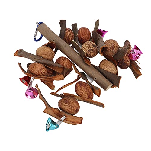 Qukaim Papageien-Bissschnurspielzeug, Luffa-Kombination mit Glocke, Käfig-Kauspielzeug, sicherer Holz-Block, ideal für Papageien und Vögel, 25,4 cm lang, buntes Design Qukaim Papageien-Bissschnurspielzeug, Luffa-Kombination mit Glocke, Käfig-Kauspielzeug, sicherer Holz-Block, ideal für Papageien und Vögel, 25,4 cm lang, buntes Design von Qukaim