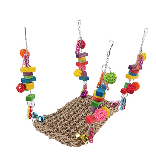 Qukaim Papageien-Hängematten-Schaukelmatte, buntes Kauspielzeug für Lovebird, Finken, Nymphensittiche, Gras, gewebte Kletterhängematte, Vogelfutter-Wandspielzeug Qukaim Papageien-Hängematten-Schaukelmatte, buntes Kauspielzeug für Lovebird, Finken, Nymphensittiche, Gras, gewebte Kletterhängematte, Vogelfutter-Wandspielzeug von Qukaim