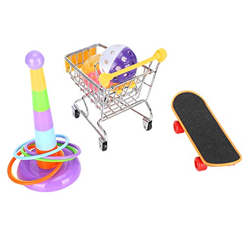 Qukaim Papageien-Puzzle-Spielzeug-Set, Glockenball, Wagen, Skateboard-Kreis für Papageien, Stehtraining, Vogel-Haustier-Spielzeug, Papageien-Trainingswerkzeug, 4-teiliges Set von Qukaim