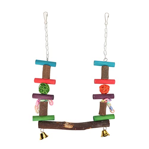 Qukaim Papageien-Schaukelständer, reine Holzscheite, Vogelschaukelspielzeug mit buntem Rattan-Ball, Käfig-Hängespielzeug für Papageien, 30 cm lang, ideal zum Spielen und Trainieren Qukaim Papageien-Schaukelständer, reine Holzscheite, Vogelschaukelspielzeug mit buntem Rattan-Ball, Käfig-Hängespielzeug für Papageien, 30 cm lang, ideal zum Spielen und Trainieren von Qukaim