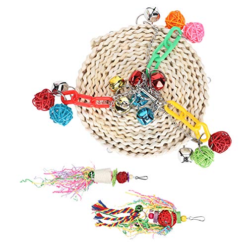 Qukaim Papageien-Spielzeug-Set, Hängeständer, Schaukeln und Kauspielzeug, Rattan-Kugel-Anhänger, Dekoration für Vögel, Papageienschaukeln und Kauspielzeug, ideal für Vogelspiele, 3-teiliges Set Qukaim Papageien-Spielzeug-Set, Hängeständer, Schaukeln und Kauspielzeug, Rattan-Kugel-Anhänger, Dekoration für Vögel, Papageienschaukeln und Kauspielzeug, ideal für Vogelspiele, 3-teiliges Set von Qukaim