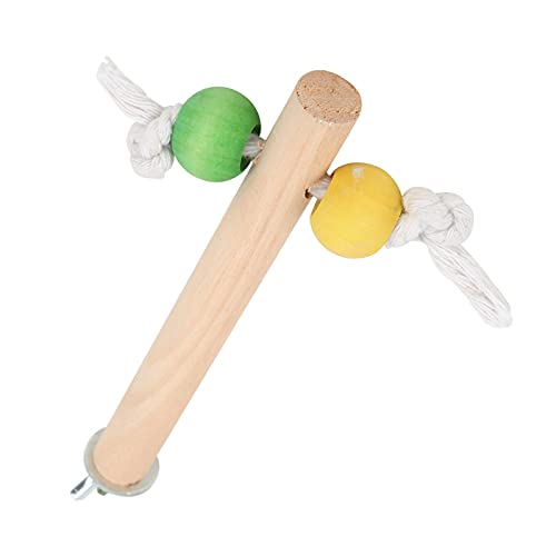 Qukaim Papageienfarbene Holzblockschaukel, buntes Vogelspielzeug für kleine und mittelgroße Papageien, 1,5 x 14 cm, inklusive Perlen und Baumwollseil, Vogelkäfigstange und Kletterleiter von Qukaim