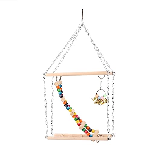 Qukaim Pet Hanging Ladder Bridge Steps, Double Layer Wooden Climbing Swing for Hamster and Parrot Cage, Ideal Bird Toy, 76.2 cm Long, Versatile Pet Steps and Stairs Qukaim Pet Hanging Ladder Bridge Steps, Double Layer Wooden Climbing Swing for Hamster and Parrot Cage, Ideal Bird Toy, 76.2 cm Long, Versatile Pet Steps and Stairs von Qukaim