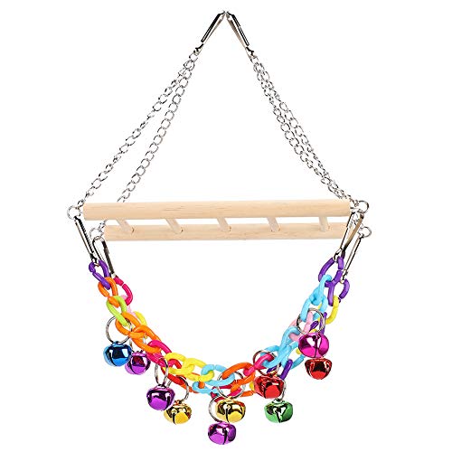 Qukaim Pet Kleine Vögel Papagei Acryl Kette Leiter Hängende Brücke Schaukel Spielzeug mit Glocken, Kletterspielzeug für Papageien und kleine Vögel, 91,4 cm lang von Qukaim