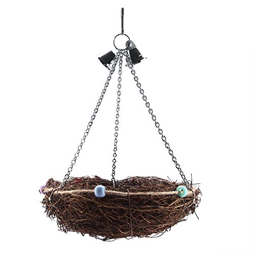 Qukaim Rattan Vögel Papagei Nest Schaukel Spielzeug mit Glocken, 27 x 12 cm, Hängeschaukel Vogelspielzeug für Papageien, Rattan Vögel Nest Spielzeug, Vogel Anreicherung Accory Qukaim Rattan Vögel Papagei Nest Schaukel Spielzeug mit Glocken, 27 x 12 cm, Hängeschaukel Vogelspielzeug für Papageien, Rattan Vögel Nest Spielzeug, Vogel Anreicherung Accory von Qukaim
