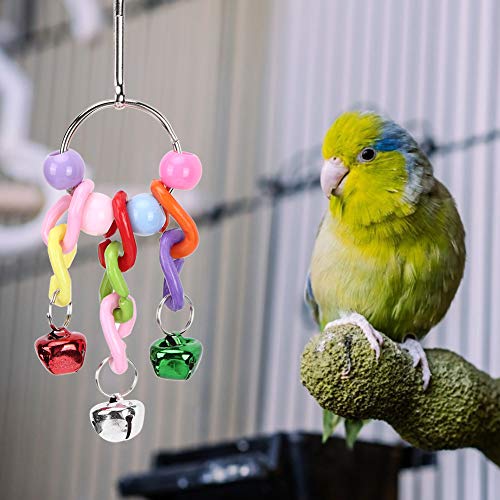 Qukaim Sepaktakraw Vogelpapageien-Hängeschaukel-Set, Glocke aus Holz, Kauspielzeug, Haustierkäfig-Akkory für Papageien, Beiß- und Hängespielzeug, 6 Stück von Qukaim
