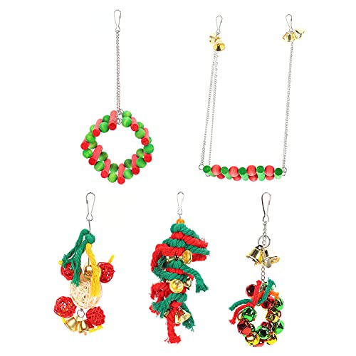 Qukaim Sittichspielzeug-Set, Weihnachtsdekoration, Kauspielzeug und Schaukelständer für Haustiervögel, ideal zum Spielen und Bereichern, mehrfarbig Qukaim Sittichspielzeug-Set, Weihnachtsdekoration, Kauspielzeug und Schaukelständer für Haustiervögel, ideal zum Spielen und Bereichern, mehrfarbig von Qukaim