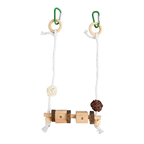 Qukaim Vogel-Hängeschaukel Spielzeug, Rattan-Ball und Baumwollseil mit Holzblock, Kauschaukel für Papageien, Vogelschaukel Sitzstange, ideal für kleine Vögel, 30 cm lang Qukaim Vogel-Hängeschaukel Spielzeug, Rattan-Ball und Baumwollseil mit Holzblock, Kauschaukel für Papageien, Vogelschaukel Sitzstange, ideal für kleine Vögel, 30 cm lang von Qukaim