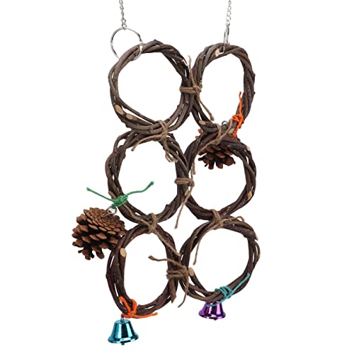 Qukaim Vogel Hängeschaukel Spielzeug Holz Papagei Schaukel Kreis Ring mit Glocken 6 Ringe Vogelkäfig Ring Spielzeug Seil Kletternetz für Papageien Ideal für Aktive Vögel Qukaim Vogel Hängeschaukel Spielzeug Holz Papagei Schaukel Kreis Ring mit Glocken 6 Ringe Vogelkäfig Ring Spielzeug Seil Kletternetz für Papageien Ideal für Aktive Vögel von Qukaim