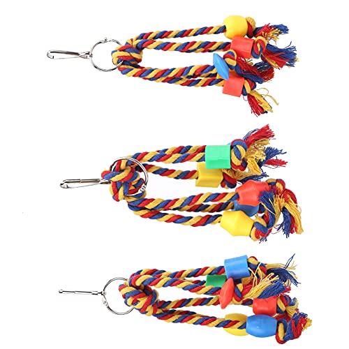 Qukaim Vogel-Kauspielzeug, buntes Baumwollseil mit Kunststoffperlen, Beißschnur für kleine Papageien, Kau- und Beißspielzeug, ideal für Vogelschaukeln, 30,5 cm lang Qukaim Vogel-Kauspielzeug, buntes Baumwollseil mit Kunststoffperlen, Beißschnur für kleine Papageien, Kau- und Beißspielzeug, ideal für Vogelschaukeln, 30,5 cm lang von Qukaim
