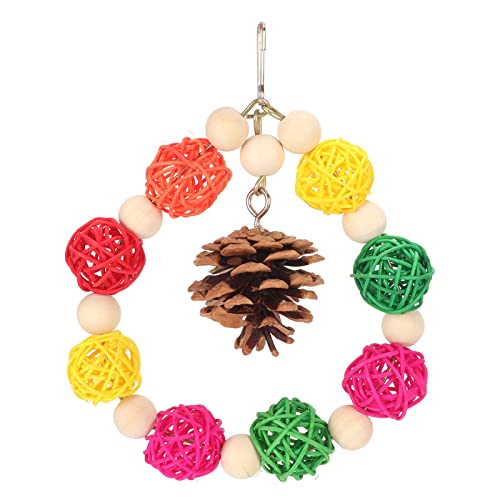 Qukaim Vogelkäfig-Hängespielzeug, Rattan-Kugeln und Holzscheite, Papageien-Schaukel mit Tannenzapfen für Lovebirds, Finken, Sittiche, Wellensittiche, bunt, 5 Stück Qukaim Vogelkäfig-Hängespielzeug, Rattan-Kugeln und Holzscheite, Papageien-Schaukel mit Tannenzapfen für Lovebirds, Finken, Sittiche, Wellensittiche, bunt, 5 Stück von Qukaim