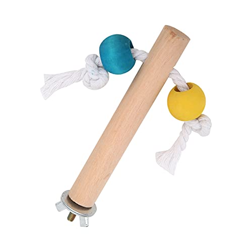 Qukaim Vogelkäfig-Sitzstange mit farbigen Perlen und Baumwollseil, Kaustation für Papageien, 1,5 x 10 cm, Holzstange für Vogelkäfige, Papageien-Stange Qukaim Vogelkäfig-Sitzstange mit farbigen Perlen und Baumwollseil, Kaustation für Papageien, 1,5 x 10 cm, Holzstange für Vogelkäfige, Papageien-Stange von Qukaim
