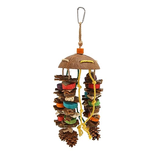 Qukaim Vogelkäfigspielzeug, Kokosnussschale, bunte Holzblöcke, Kauspielzeug für große mittelgroße Papageien, Hängespielzeug für Vögel, ideal zum Kauen und Spielen, 30 cm lang Qukaim Vogelkäfigspielzeug, Kokosnussschale, bunte Holzblöcke, Kauspielzeug für große mittelgroße Papageien, Hängespielzeug für Vögel, ideal zum Kauen und Spielen, 30 cm lang von Qukaim