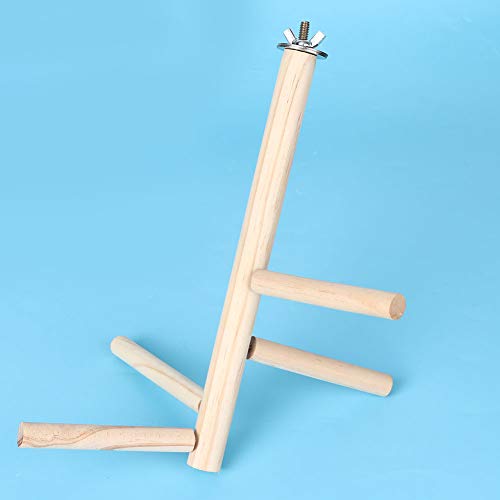 Qukaim Vogelkäfigständer aus Holz, Papageien-Sitzstange, Trainingsständer für Sittiche, Sittiche, Nymphensittiche, Ruheständer, Vogelsitzstange, Haustier-Vogelständer, 61 cm hoch, Holz-Finish von Qukaim