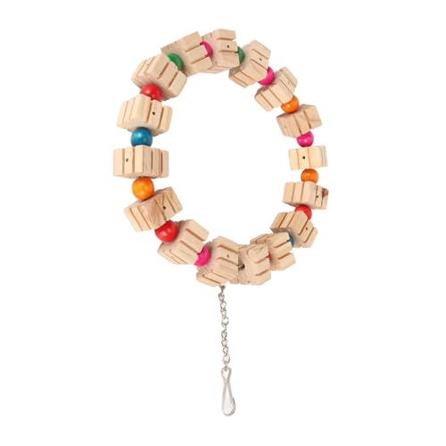 Qukaim Vogelschaukel-Ring-Spielzeug, buntes multifunktionales Holzspielzeug zum Beißen, Kauen, Klettern, ideal für Papageien und kleine Vögel, 25,4 cm lang Qukaim Vogelschaukel-Ring-Spielzeug, buntes multifunktionales Holzspielzeug zum Beißen, Kauen, Klettern, ideal für Papageien und kleine Vögel, 25,4 cm lang von Qukaim