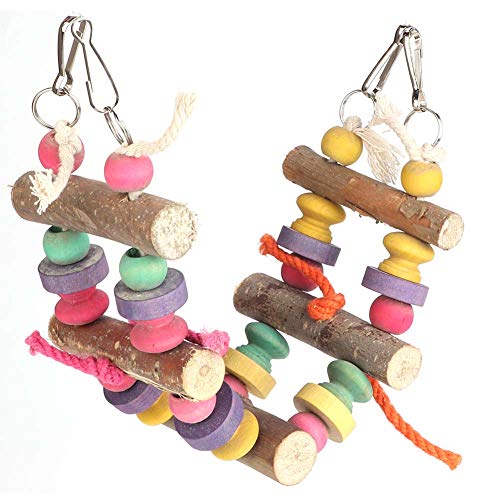 Qukaim Vogelschaukel aus Holz, Farbaktivitäts-Spielbrücke, Kau-Biss-Käfigspielzeug für Papageien, Vogel-Hängespielzeug, 30 cm lang, Holz, ideal für Haustiervögel Qukaim Vogelschaukel aus Holz, Farbaktivitäts-Spielbrücke, Kau-Biss-Käfigspielzeug für Papageien, Vogel-Hängespielzeug, 30 cm lang, Holz, ideal für Haustiervögel von Qukaim