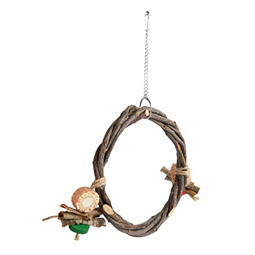 Qukaim Vogelschaukel aus Holz, bunt, gewebter Ring, Hängeschaukel für Papageien, Kauspielzeug für Haustiervögel, große Größe, ideal zum Spielen und Trainieren Qukaim Vogelschaukel aus Holz, bunt, gewebter Ring, Hängeschaukel für Papageien, Kauspielzeug für Haustiervögel, große Größe, ideal zum Spielen und Trainieren von Qukaim