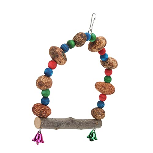 Qukaim Vogelschaukelspielzeug, bunte Holzstange mit Glocken, Hängespielzeug für Sittiche und Nymphensittiche, Kauschaukel, Vogelkäfig-Akkory Qukaim Vogelschaukelspielzeug, bunte Holzstange mit Glocken, Hängespielzeug für Sittiche und Nymphensittiche, Kauschaukel, Vogelkäfig-Akkory von Qukaim