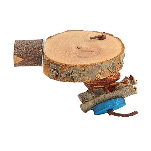 Qukaim Vogelschaukelspielzeug aus Holz, bunte Halbkreis-Plattform, essbar, bissfest, Kauschnur, Käfig-Akkories für Papageien, Größe L von Qukaim