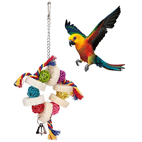Qukaim Vogelspielspielzeug, Luffa-Schwamm, Baumwollseil, hängend, Papagei, Rattan, Beißen, Kauen, Stehendes Gestell, Spielzeug, Akkory, ideal für Papageien, Kau- und Schaukelspielzeug Qukaim Vogelspielspielzeug, Luffa-Schwamm, Baumwollseil, hängend, Papagei, Rattan, Beißen, Kauen, Stehendes Gestell, Spielzeug, Akkory, ideal für Papageien, Kau- und Schaukelspielzeug von Qukaim