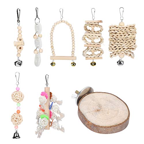Qukaim Vogelspielzeug-Set, Holzglocke und Schaukel, Kauspielzeug für Papageien, Vogelkäfig, bunte Papageienschaukeln und Kauspielzeug, 8-teilig Qukaim Vogelspielzeug-Set, Holzglocke und Schaukel, Kauspielzeug für Papageien, Vogelkäfig, bunte Papageienschaukeln und Kauspielzeug, 8-teilig von Qukaim