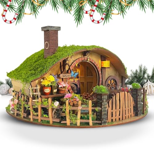 Qukoielly Miniatur Puppenhaus Bausatz | Holz 3D Haus Bausatz Mit LED | Puzzle Bastelset | Für Küche Büro Indoor Schlafzimmer Klassenzimmer Weihnachten Feiertag Geburtstag Erwachsene Kinder Jugendliche von Qukoielly