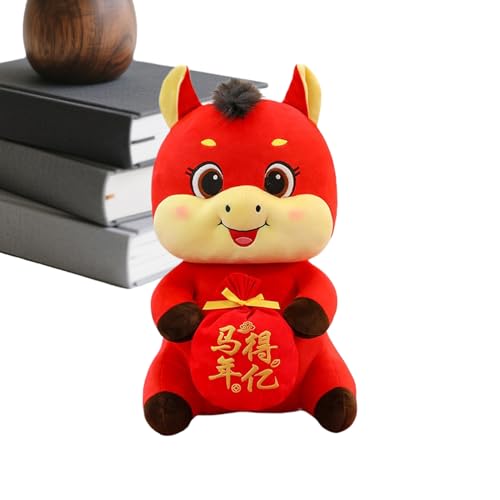 Qumiuu Jahr des es Plüschtier | 2026 Chinesisches Maskottchen - Stofftier Spielzeug Geschenk Für Büro Schule Studentenzimmer Autoinnenraum Bücherregal Schreibtisch Deko,Für Zuhause Bücherregal von Qumiuu