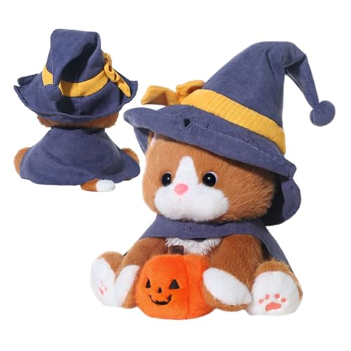 Qumiuu Katzen Plüschtier | Kätzchen Mit & Umhang - 25 cm Plüsch Kitten Kuscheltier Für Kinder Mädchen Geburtstag Halloween Party Wohnzimmer Sofa Schlafzimmer Bett Deko von Qumiuu
