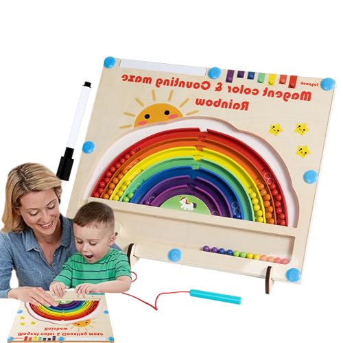 Qumiuu Magnetisches Farben-Und-Zählen-Labyrinth, Magnetisches Labyrinth Brettspiel, Regenbogenfarbenes STEM-Spielzeug Für Kleinkinder Zu Hause Und In Der Schule Und Mädchen DREI Plus von Qumiuu